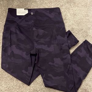 NWT RBX High Waisted Ankle Length Leggings - Purple/Navy Camo Print